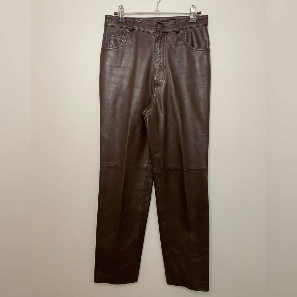 Vintage Brown Genuine Leather Pants | Michael Hoban North Beach | Size 6